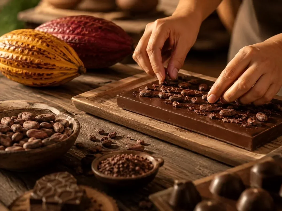 Single-origin Peruvian cacao, just before tempering