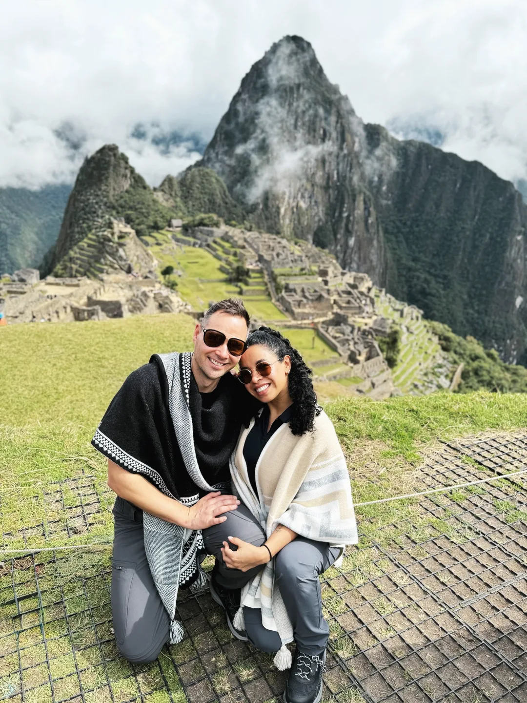 Melissa and Aleksejs at Machu Picchu, with Huayna Picchu behind them