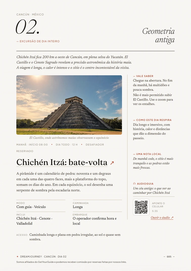 Dia em Chichén Itzá, com notas, acesso e audioguia