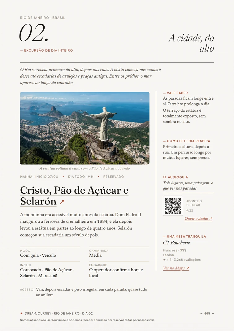 Dia do Cristo Redentor, Pão de Açúcar e Selarón, com notas, acesso, audioguia e mesa para jantar