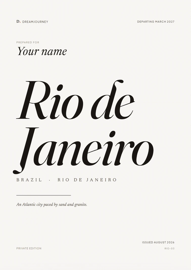 Cover of a Rio de Janeiro edition, prepared for one traveler