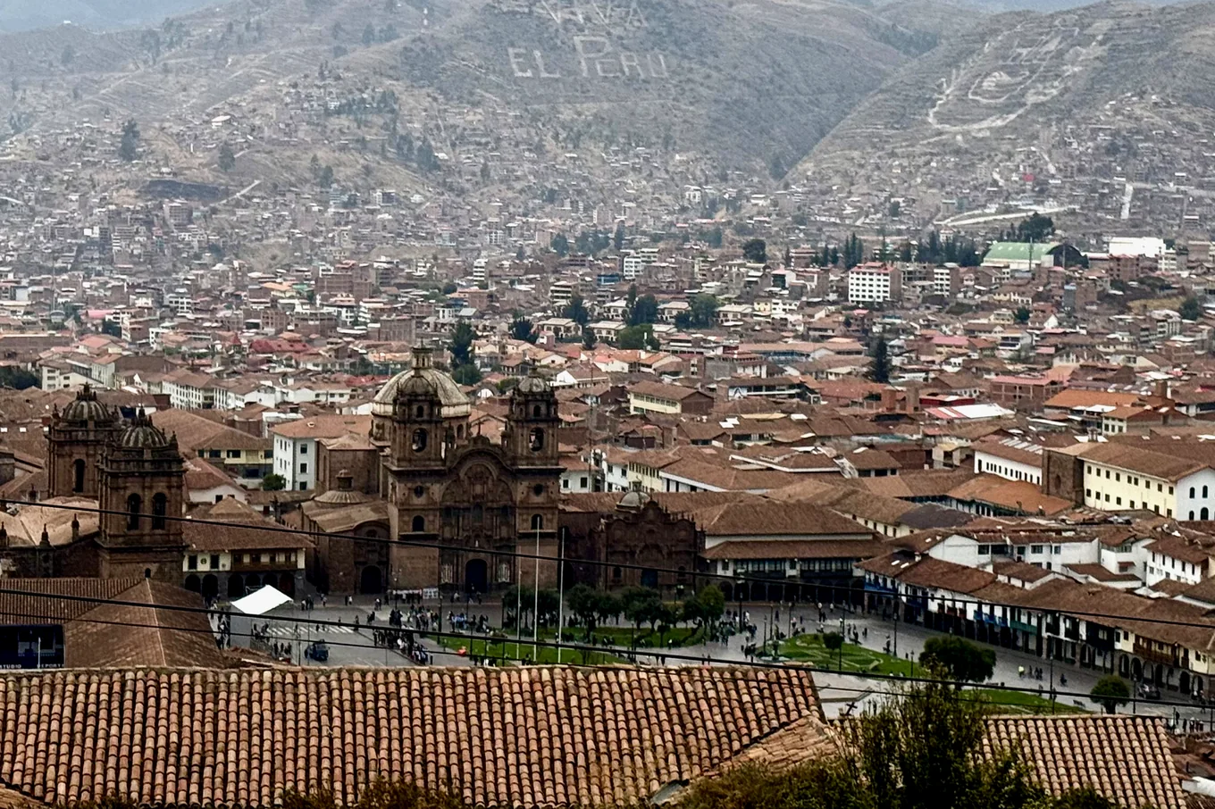 Cusco city and surrounding Andes viewed from above