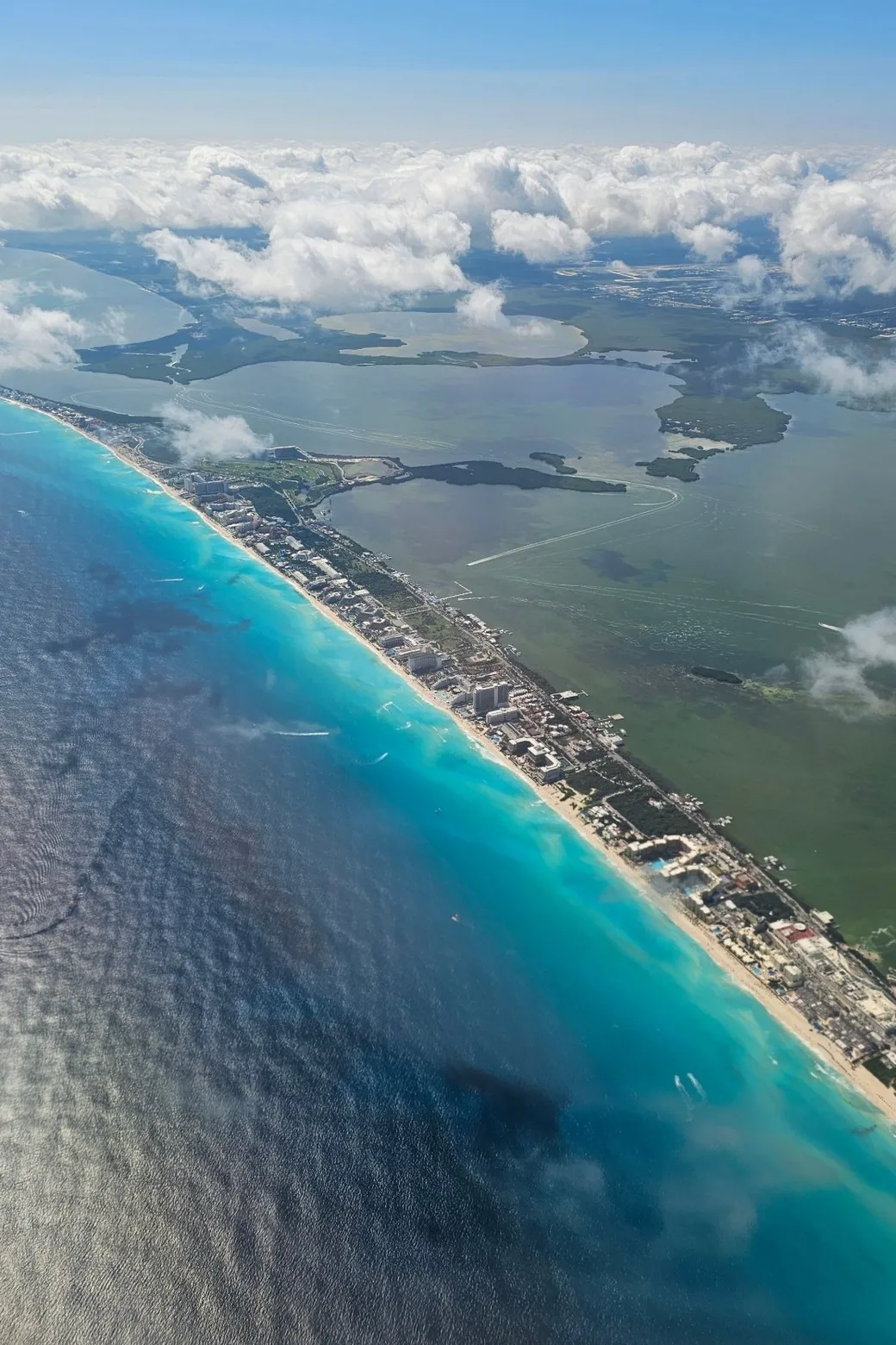 The Hotel Zone from the air, between the sea and the lagoon